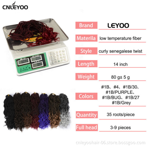 Curly End Senegalese Twist Crochet Hair 35 Roots 14 Inch Thin Wavy fashion Senegalese Braiding Hair Extension For Women